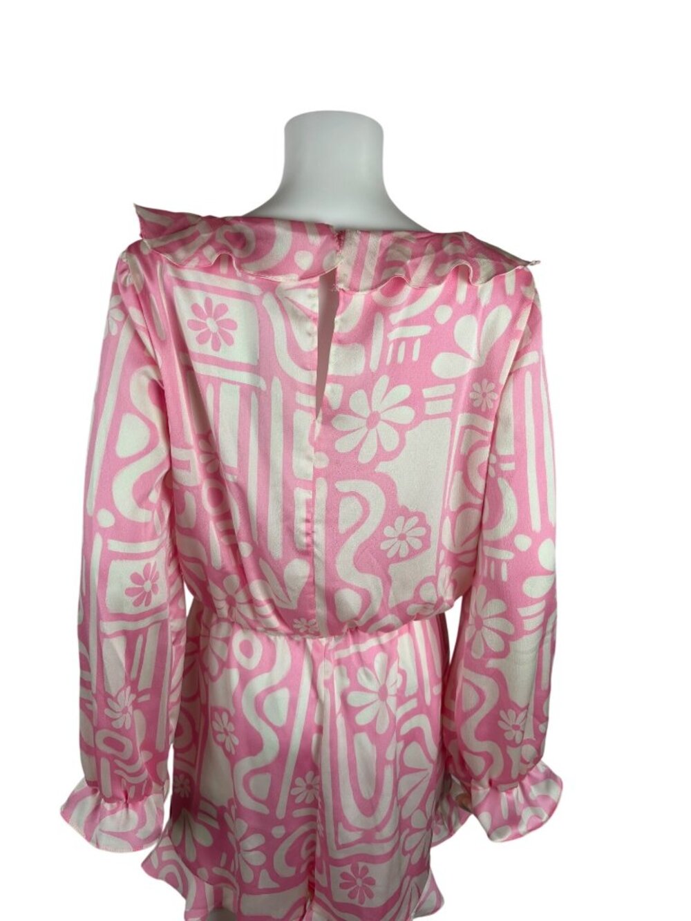 Never Fully Dressed Pink Dallas Playsuit Womens US 8 Retro Floral Print Ruffle - Picture 10 of 13